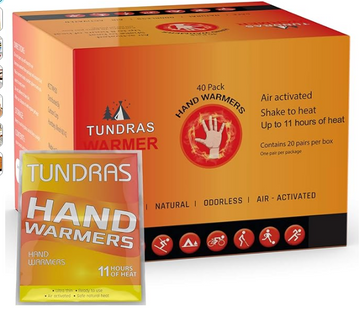 Hot Hand Warmers 11 Hours Long Lasting - 40 Count - Natural Odorless Safe Single Use Air Activated Heat Packs for Hands, Toes and Body - Up to 11 Hours of Heat - TSA Approved